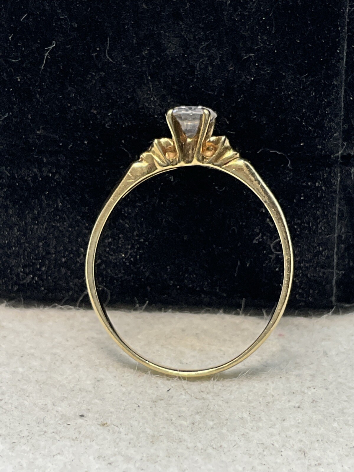 ELEGANT Solid 13K Yellow Gold Solitaire Round Whi… - image 17