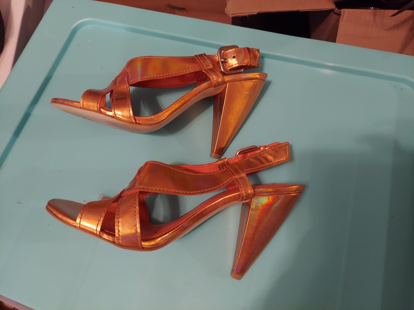 BCBGeneration Metallic Orange Leather Slingback S… - image 1