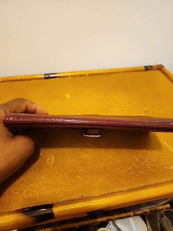 винтажный тренер красный настенный кошелек мини ручной размер с зеркалом и молниями. - Изображение 3 из 4