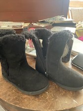 Toddler Girl's Cat  Jack Zip-up black boots faux fur lining size 10