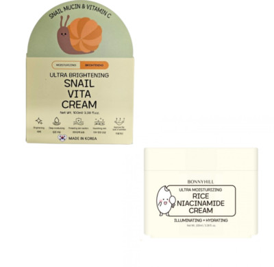 Bonnyhill Ultra Brightening Snail Vita Cream+Rice Niacinamide Cream Set, KBeauty