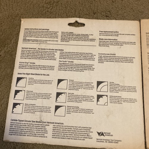 2 Vermont American 6-1/2" Krome King Saw Blades 25327 K39612 Made In USA New - Picture 5 of 5