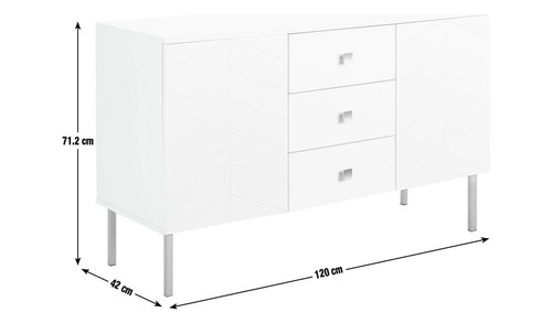 Kyler 2 Door 3 Drawer Sideboard - White - Picture 2 of 10