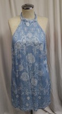 Urban Outfitter Halter Dress Blue and White Floral Size Medium (58)