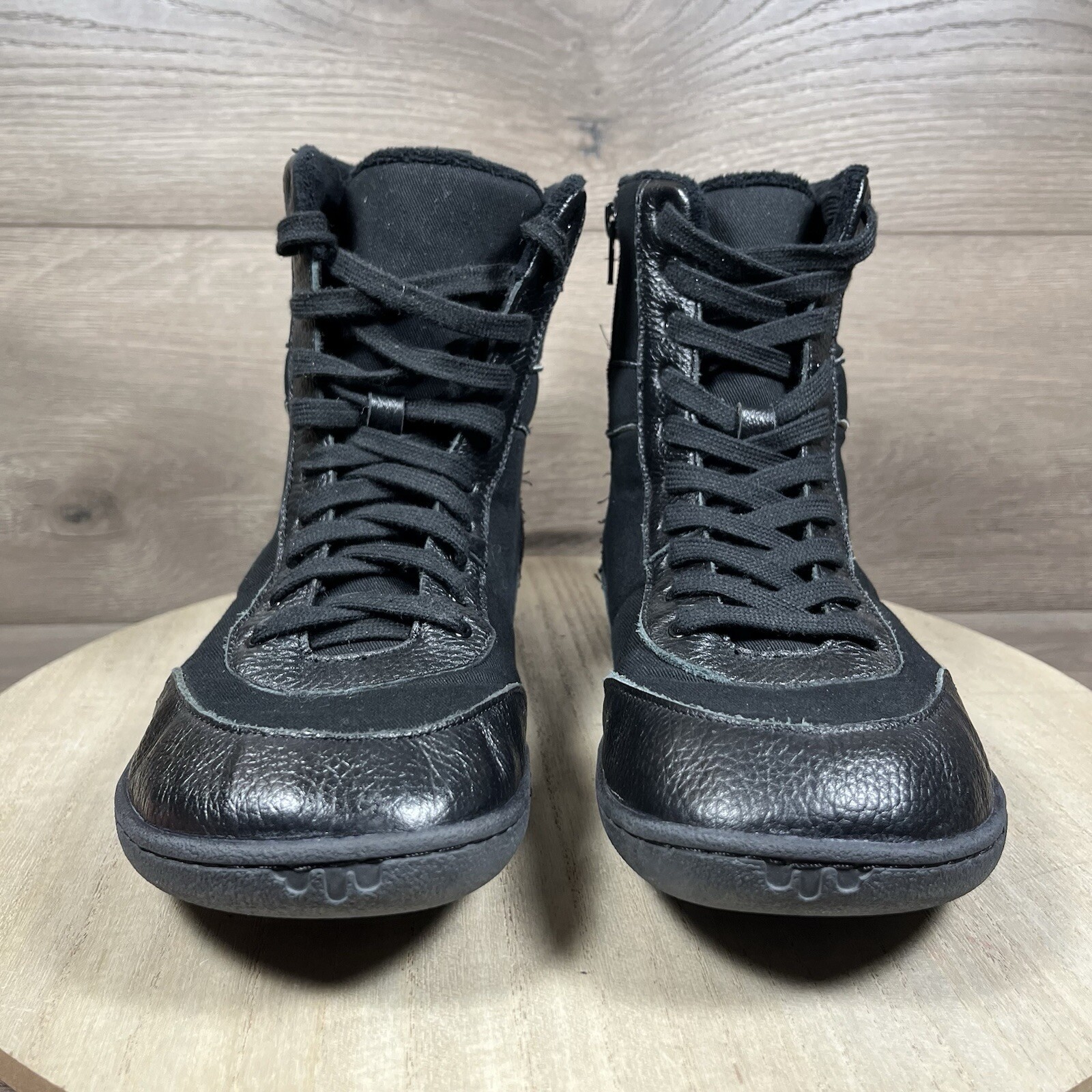 SAOLA Scarpe alte Paperkrane nere a piedi nudi foderate con zip laterale da uomo taglia EU 42 US 9