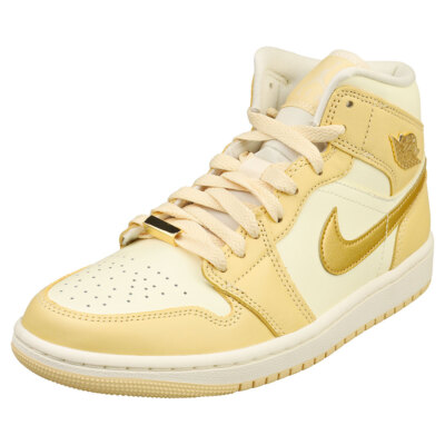 Nike Air Jordan 1 Mid Se Damen Vanilla Gold Sneaker Mode  display picture 3