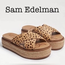 Sam Edelman Korina Tan Leopard Espadrille Sandals Size 7 1/2