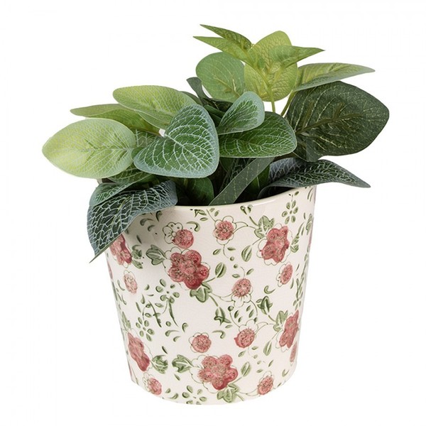 6CE1566S Blumentopf ÜBertopf Pflanztopf BlüTen Ranken Blumen Ø 14X13 Cm Clayre &-image