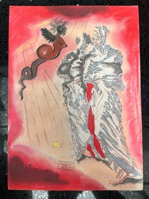 Salvador Dali Drawing on paper (Handmade) signed and stamped mixed media
