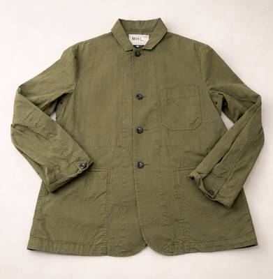 MHL Margaret Howell Chore Jacket Mens Small Olive Cotton Minimalist Chore Field