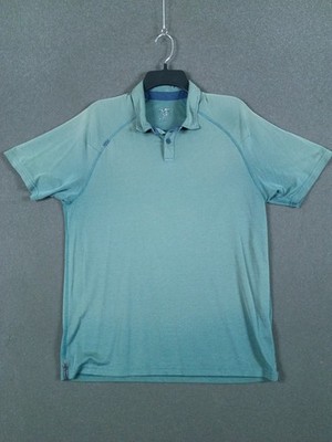 Rhone Commuter Polo Shirt Mens Medium M Green Micro Dot Short Sleeve ''BEATER''
