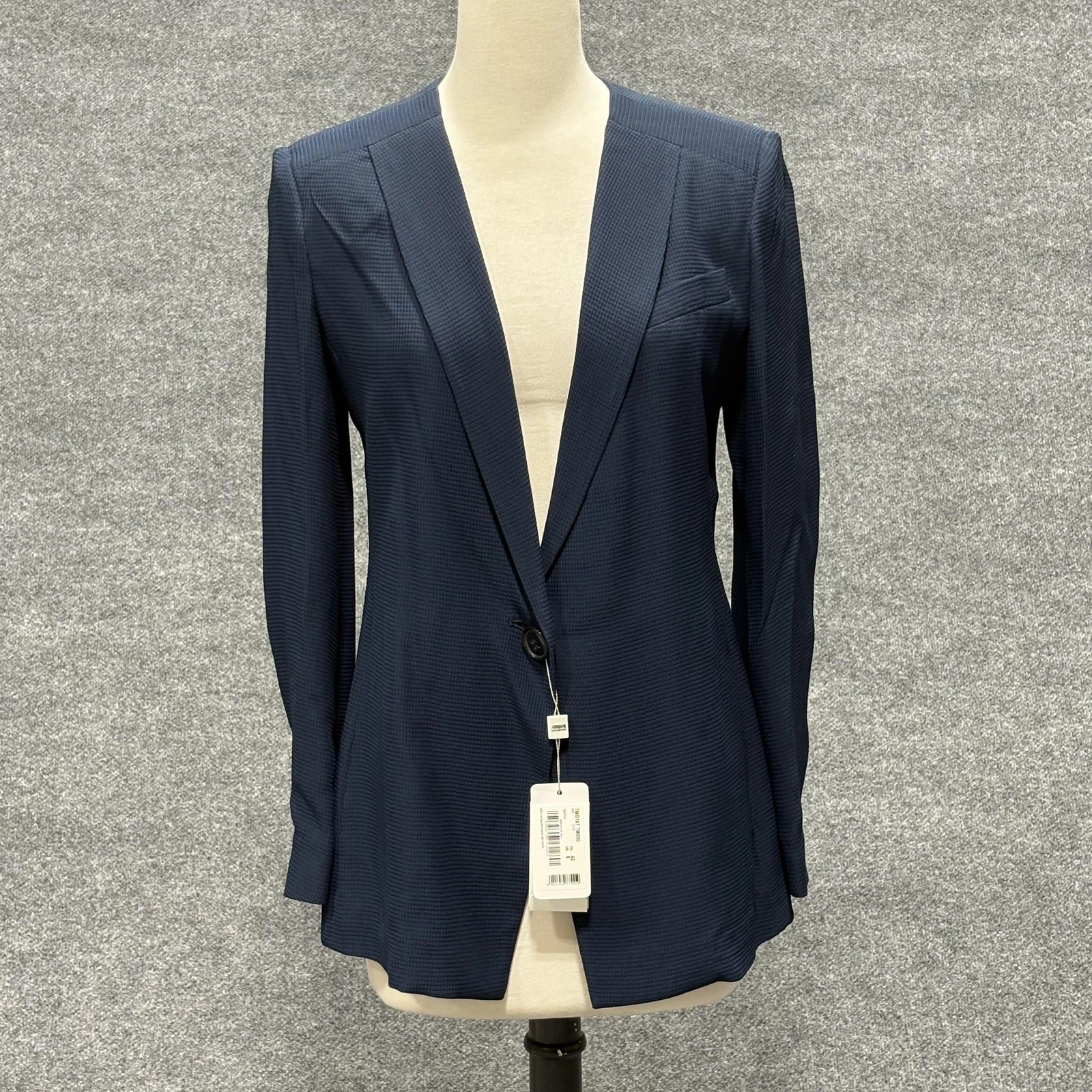 Giorgio Armani — Armani Collezioni Blazer Womens 6 42 Navy Textured Single Button Jacket Career
