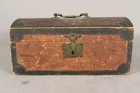 A GREAT 19TH C DOME TOP BOX WITH ORIGINAL BROWN & BLACK FEATHER GRAINED PAINT — photo 1