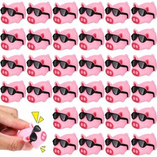 100 Sets Mini Rubber Pig Bath Toys Pink Float Squeak Fun Baby Shower Party Su...