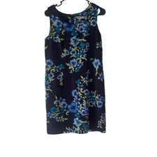 Kathie Lee Vintage 90s Women's Size 8 Black Blue Floral Knee Length Dress