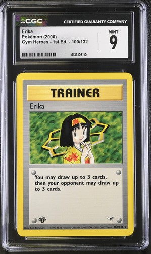 2000 Gym Heroes 100 Erika Trainer CGC 9 Mint 1st Edition Pokemon Rare