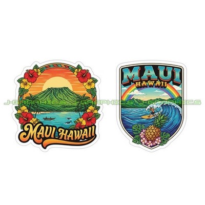 Maui Hawaii Aloha Vinyl Decal Sticker Beach Hawaiian 2 Pack F