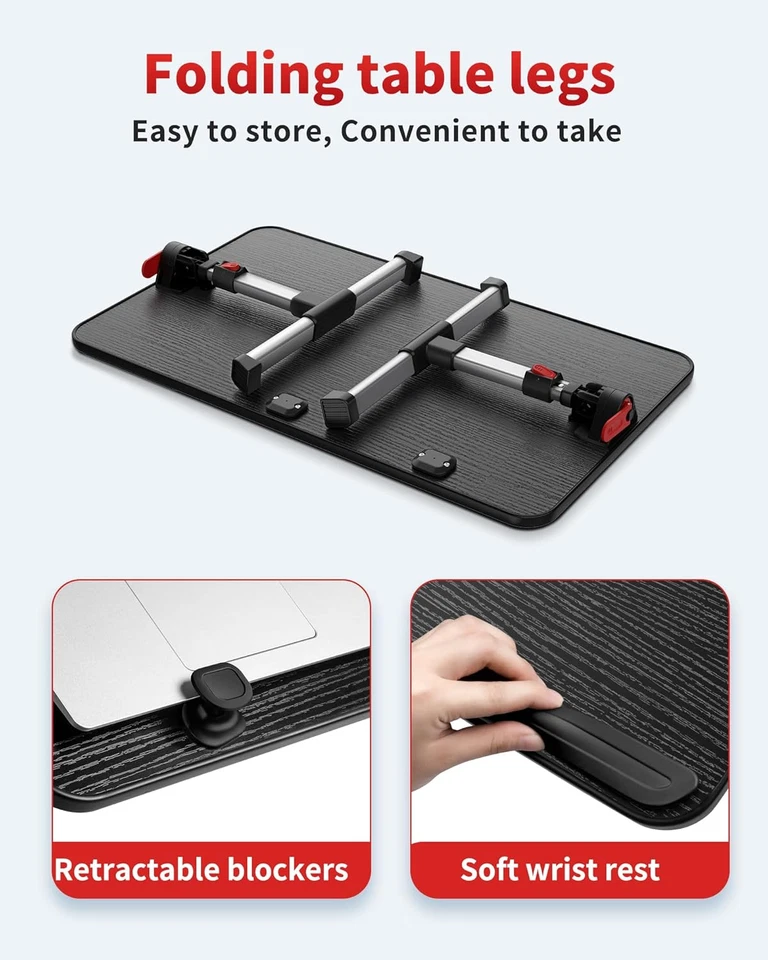 Tavolo,  Tavolino Da Letto, Regolabile in Altezza, Con 4 Angolazioni Regolabili, - Immagine 4 di 4