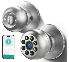 Fingerprint Door Lock, smart knob with and keypad Silver