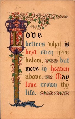 Vintage Greeting Card Postcard Love Letters Best Heaven May Love Crown Thy Life