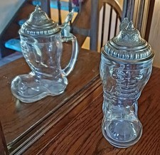 Bierstiefel Bierkrug Zinndeckel, Glas, Bierseidel 18cm Bierstiefel original BMF