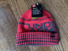 Youth Under Armour Red Winter Hat Size 4-7 Years NEW