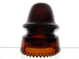 EXCEPTIONAL ORANGE AMBER HEMINGRAY No 19 Glass Railroad Telephone Insulator