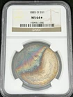 1885-O Morgan Dollar NGC MS64 STAR Rainbow Toned Beautiful Color CAC Quality