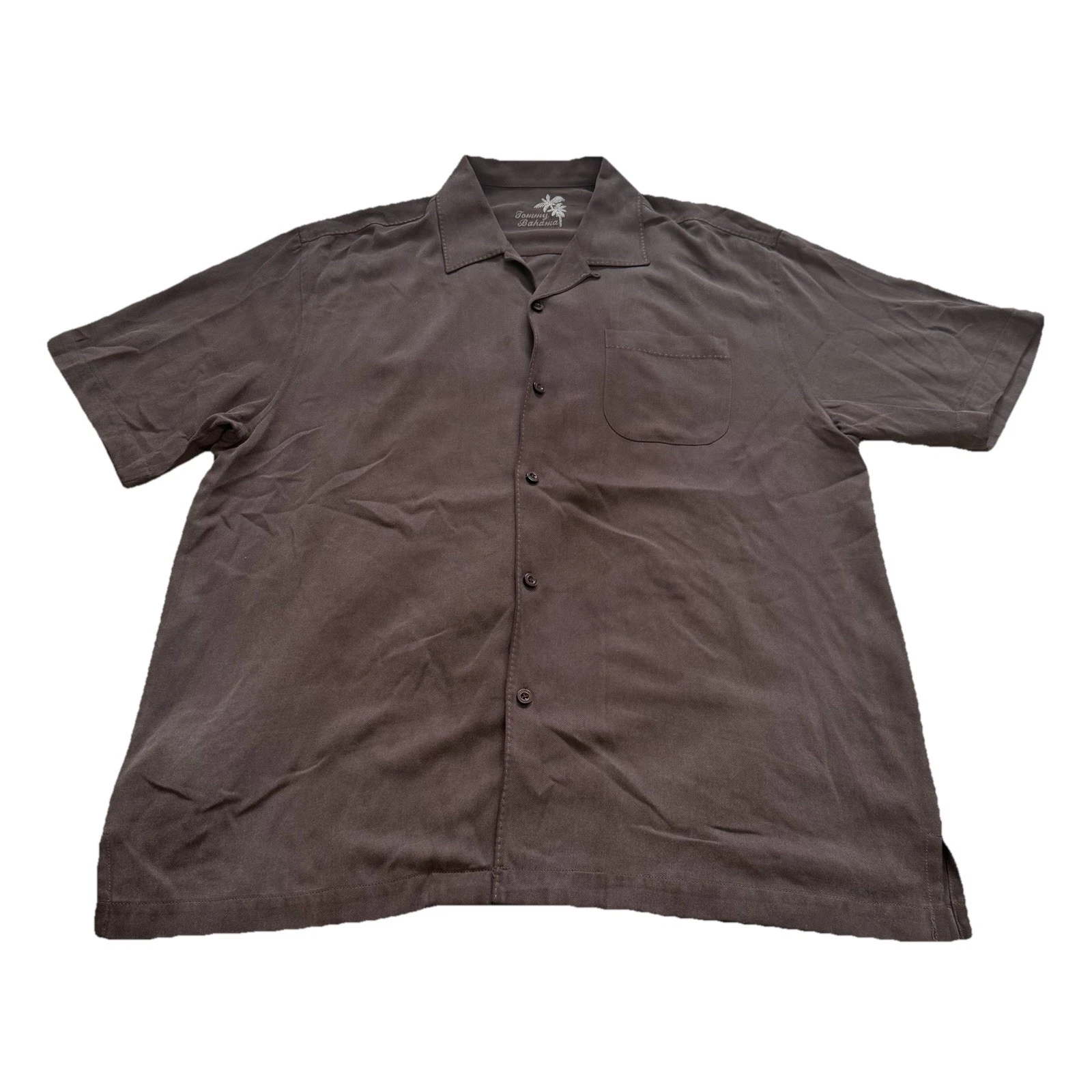 Tommy Bahama Mens 100% Silk Button Down Shirt Brown L