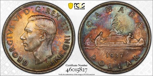 Canada 1937 1 Dollar PCGS MS63 - Stunning Toning