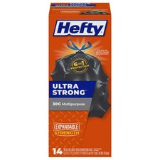 Hefty Strong Large Trash Bags, Black, 30 Gallon, 14 Count Pack of 1 , Black