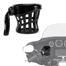 PSLER Motorcycle Drink Cup Holder Handlebar Mount Universal for Dyna Fat Bob ...