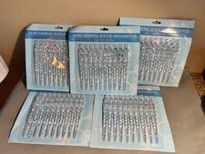 50 Realistic Icicle Ornaments Twisted Cystal Clear 5 Inch Lot Unopened packages