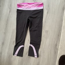 Lululemon Run Inspire Crop II Leggings Womens 8 Black Paris Pink Running Ladies