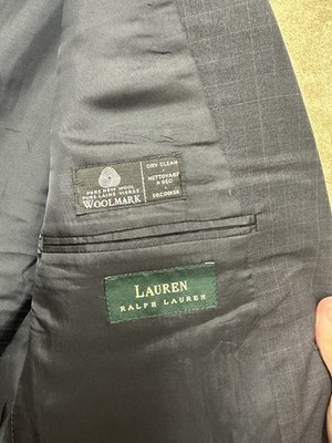 Vintage 90s Polo Ralph Lauren Blazer 44R Navy Blue striped 100