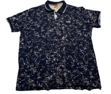 Mens Hugo Boss Navy Blue And White Splatter Print Polo Shirt Xl