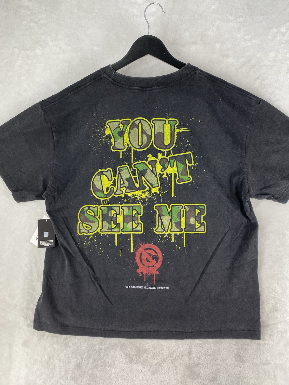 John Cena Shirt Adult Large Washed Black Bulldog Boxy Graphic WWE NEW $40