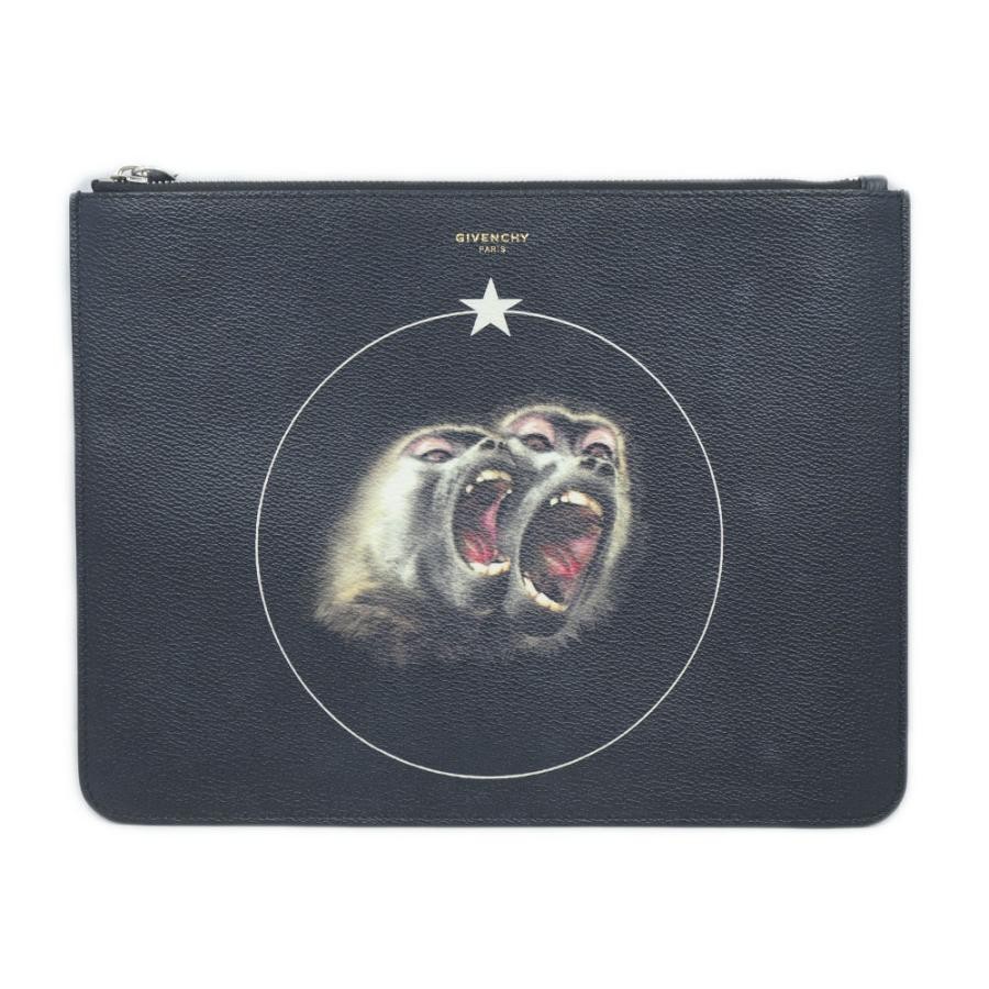 Givenchy Large Black Leather Pouch Monkey Motif V… - image 1