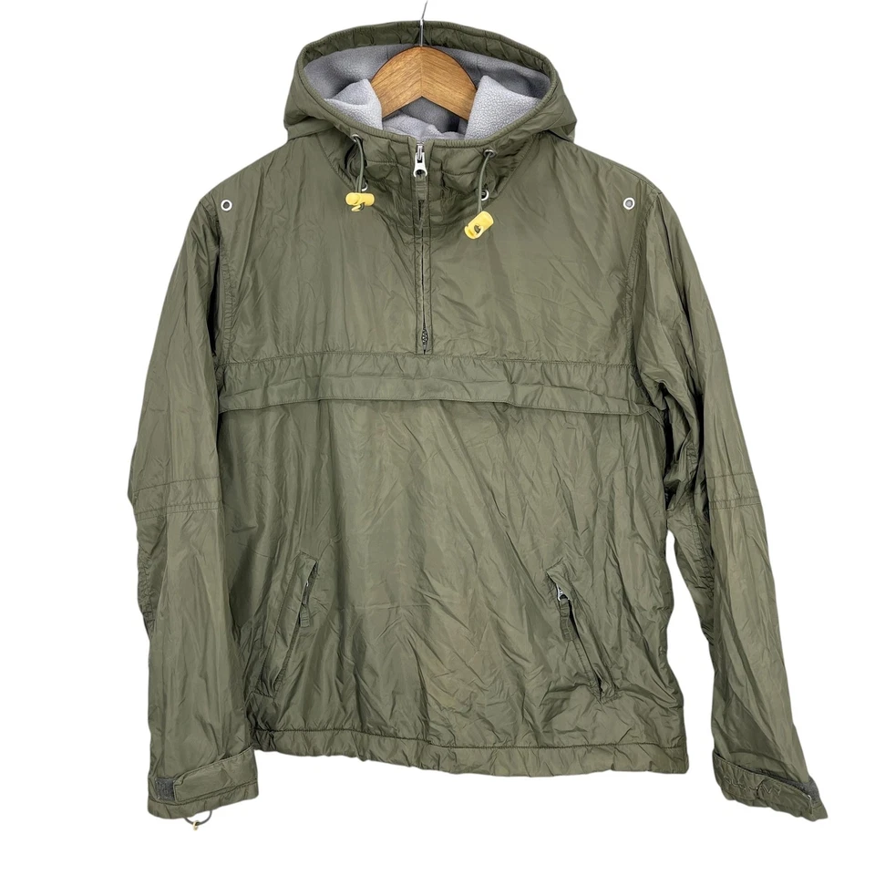 Old Navy 夹克男式 M 码绿色羊毛衬里连帽 Anorak 袋鼠半拉链 — 第 3/4 张图片