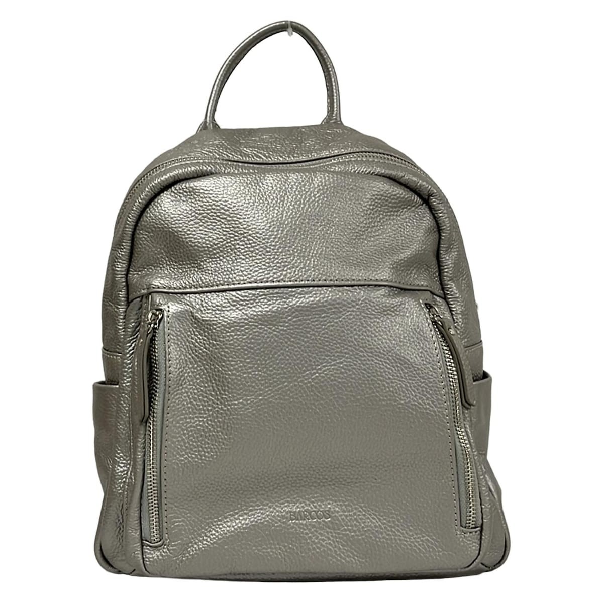 BARCOS - Silver Leather Backpack - image 1