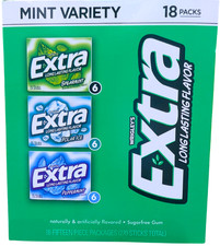 Wrigley's Extra Mint Long Lasting Variety Flavor Sugar Free Gum 18 Count ED10/26