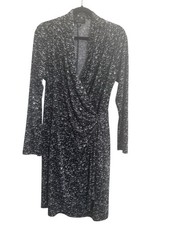 Karen Kane Dress Womens XL Black White Faux Wrap V-Neck Knee Length Career #6219
