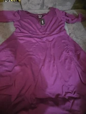 City Chic Cute Girl Fit & Flare Dress Plus Size: S/16 Purple