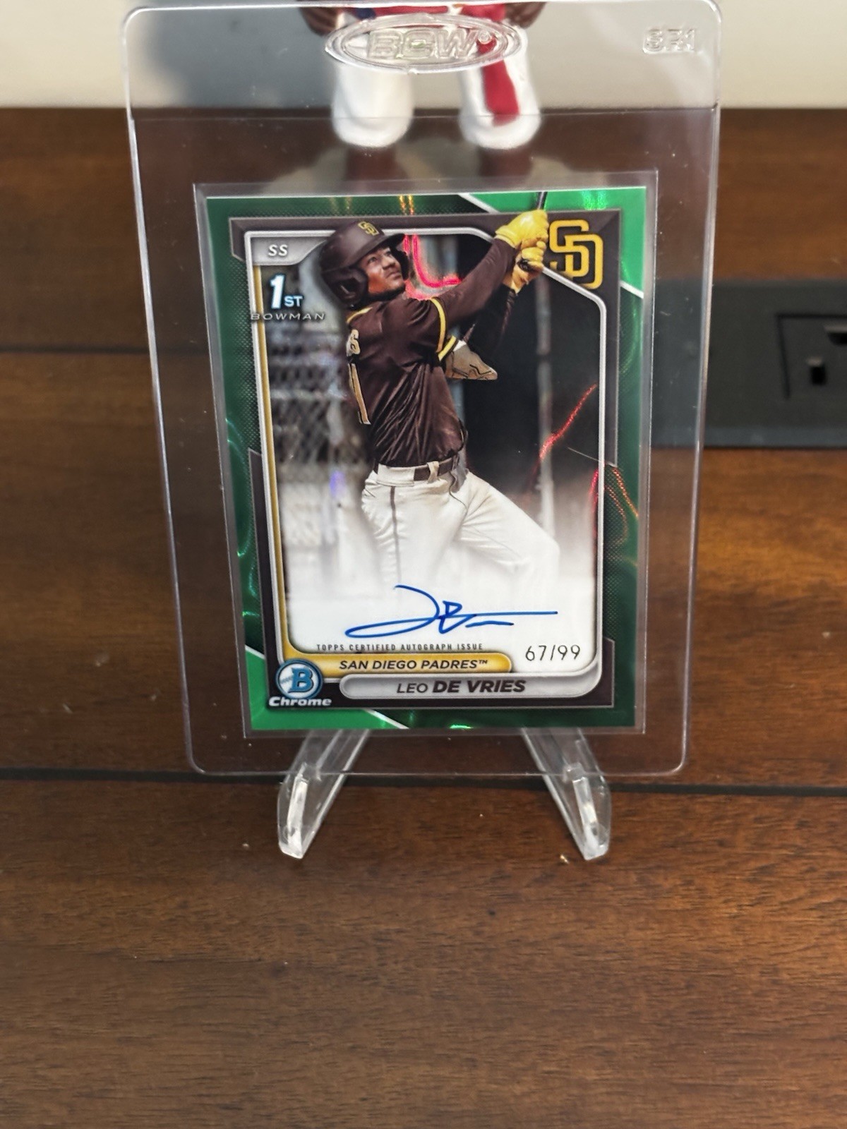 2024 Leo De Vries 1st Bowman Chrome Auto Green Lava /99 Athletics