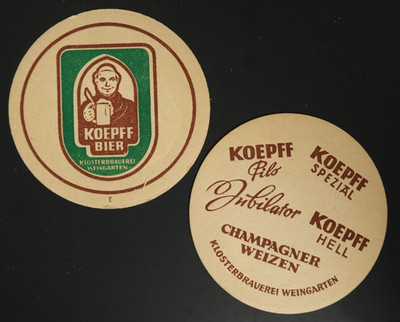 Koepff Bier Klosterbraverei Weingarten Champagner Weizen VTG Beer Drink Coasters