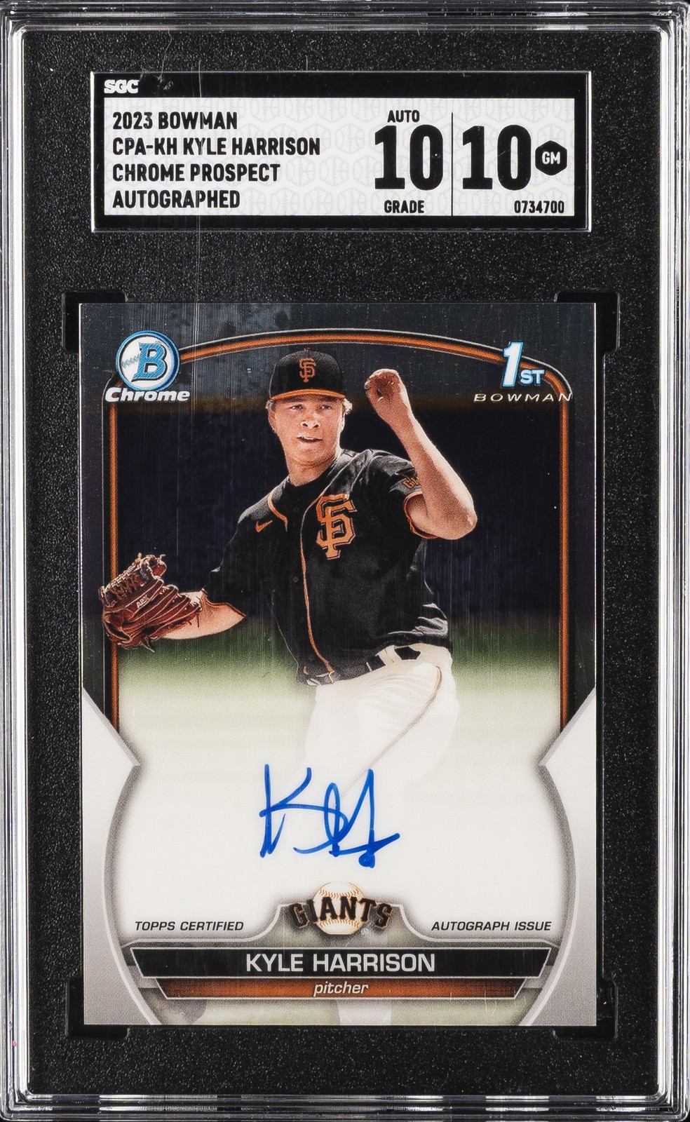 2023 BOWMAN CHROME PRSPCT AUTO CPA-KH KYLE HARRISON SGC 10 GM