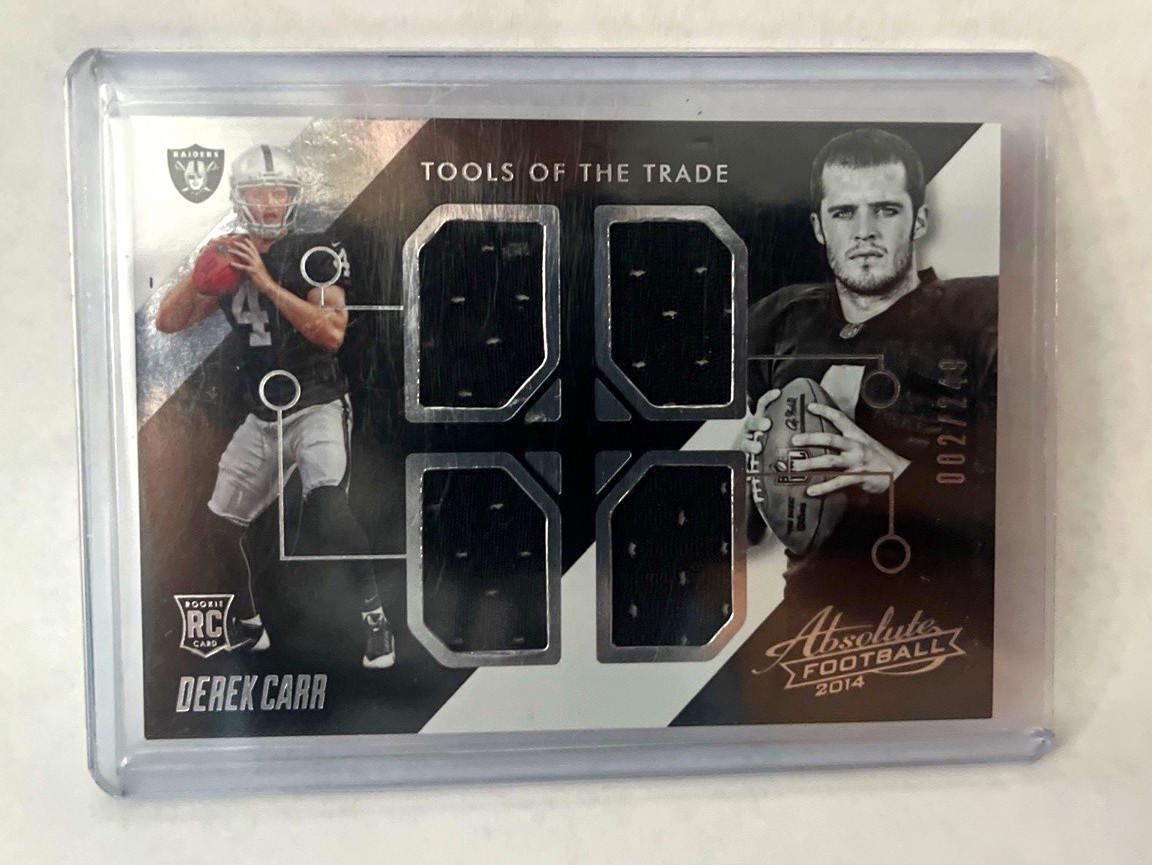 Panini 2014 Absolute Tools Trade Quad Rookies Derek Carr RC MEM /249 Q-DC