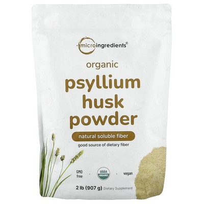 Micro Ingredients, Organic Psyllium Husk Powder, Flohsamenschalenpulver, 907g