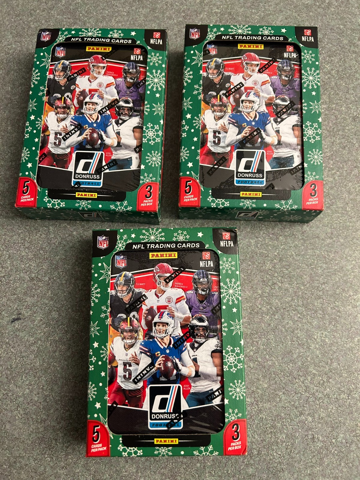 2025 DONRUSS FOOTBALL FACTORY SEALED HOBBY DIRECT HOLIDAY TINS (3 BOX LOT)