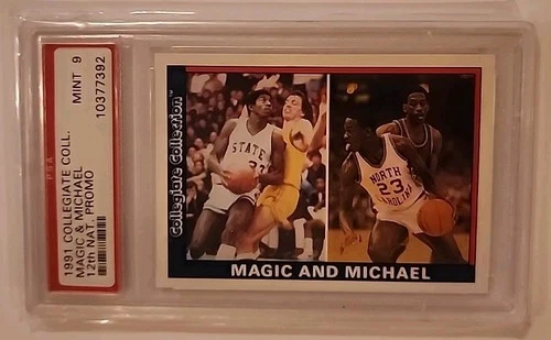 1991 Collegiate Collection  MAGIC JOHNSON / MICHAEL JORDAN  National Promo PSA 9